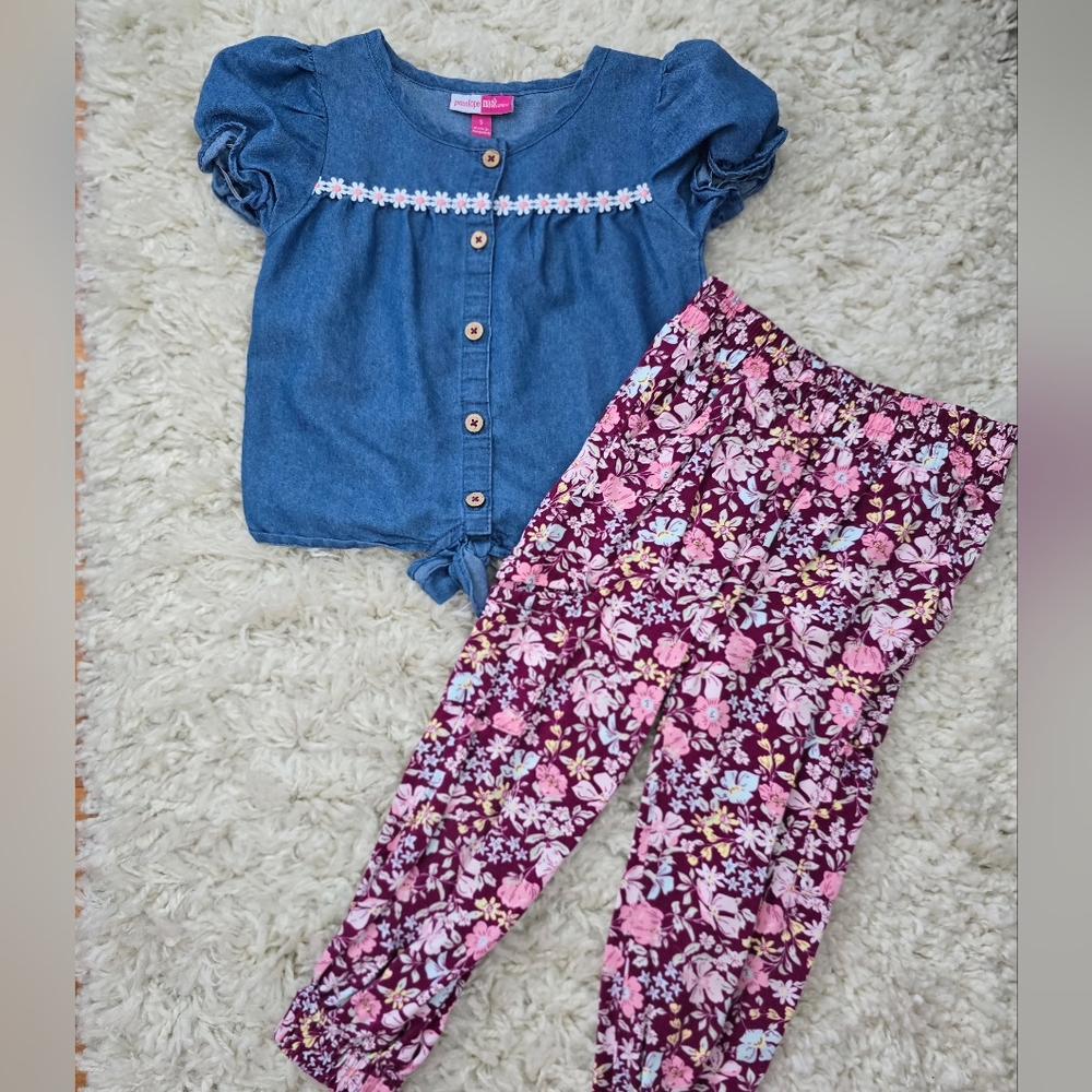 Floral and Denim Kids Matching Set